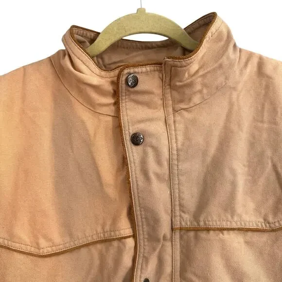 VTG Outback Field Jacket Lg Tan Canvas Western Ranch Barn Coat Distressed Rugged - Picture 6 of 16